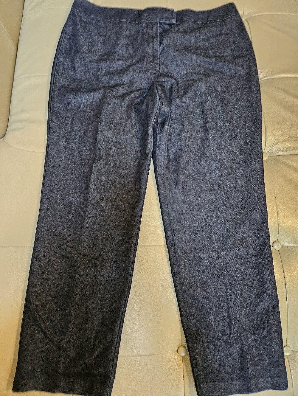 Chaus Dark Wash Denim Trouser Pants Stretch Flat Front Womens 16